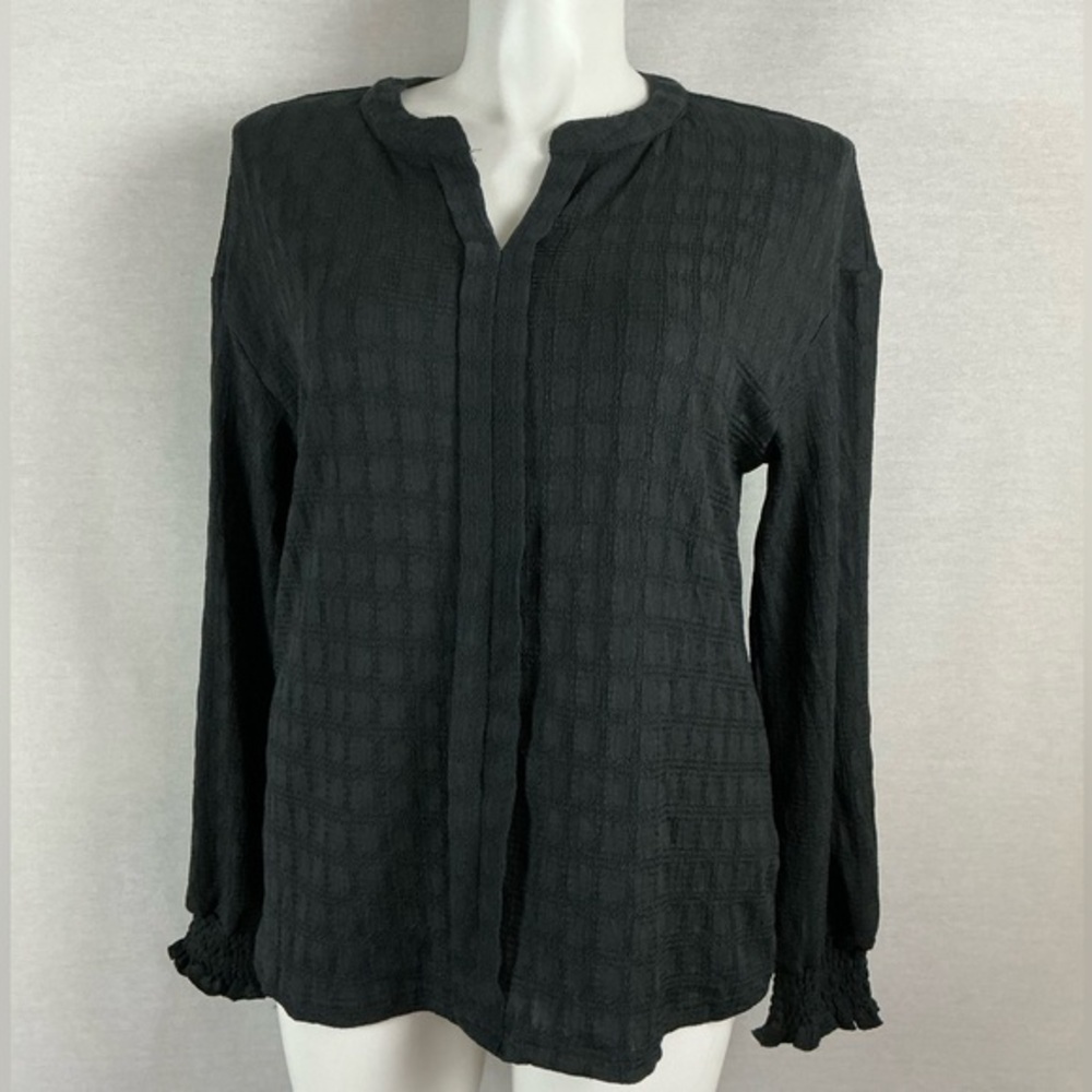Women's Black Textured Blouse